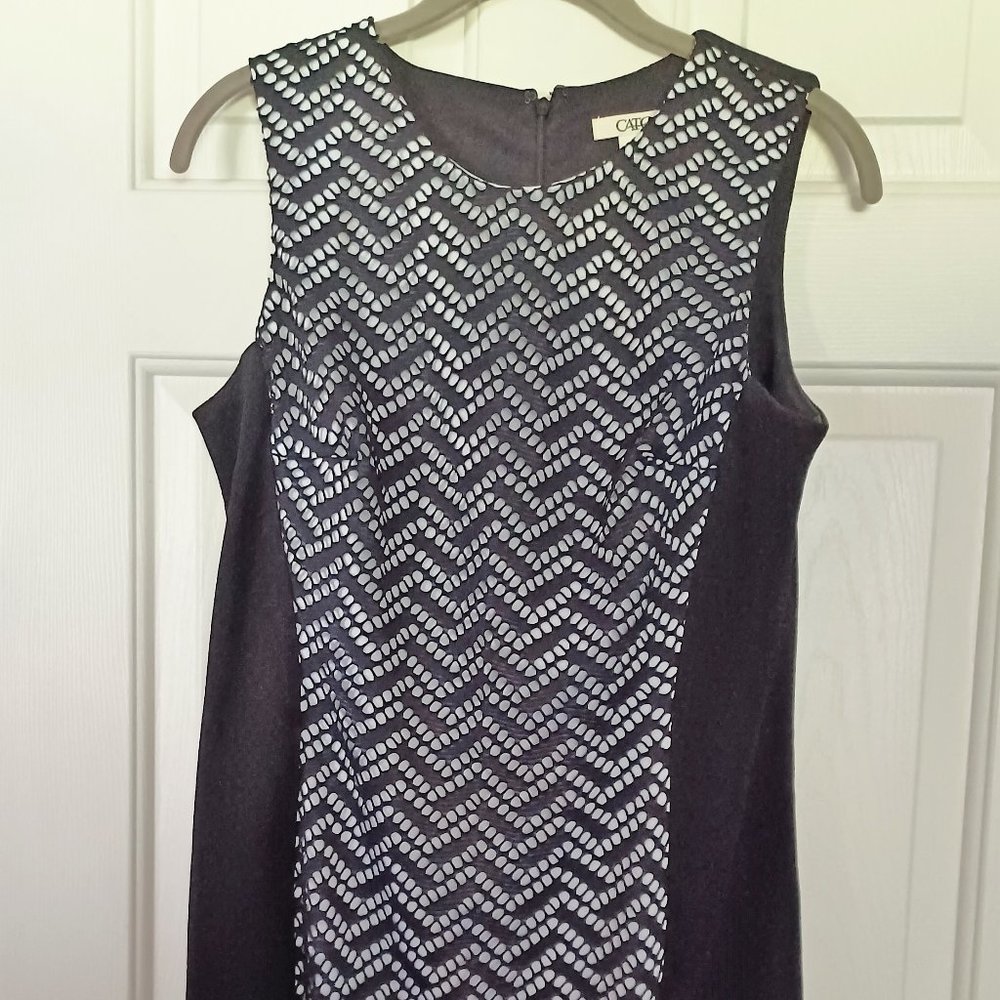 Sheath stretch panel womans sleeveless black (white) dress / Size 8